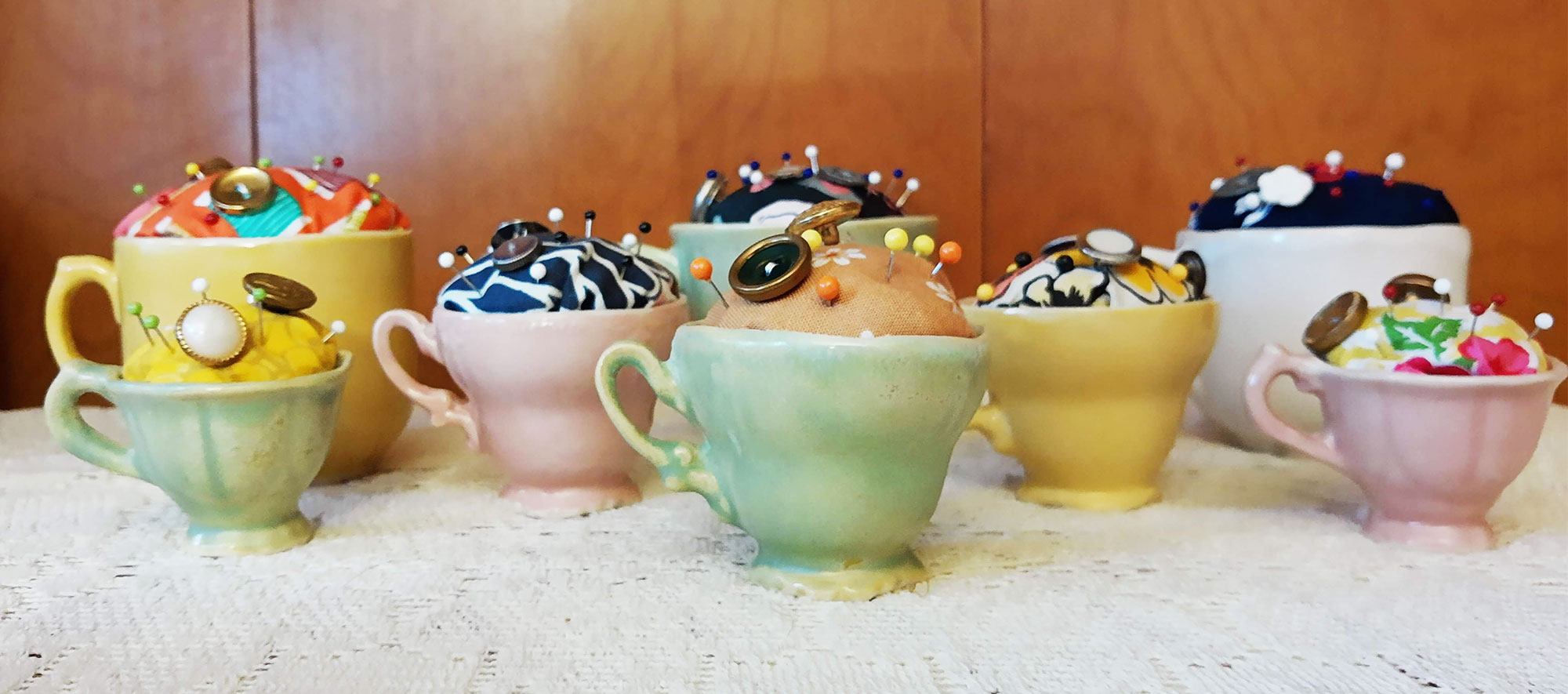 Teacup pincushions by Bethany Prideaux